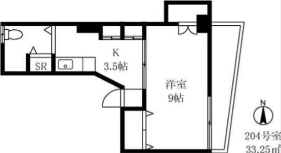 益谷ハイツ 204号室 間取り