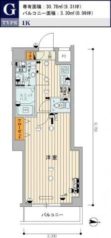 スカイコートヌーベル中村橋 102号室 間取り