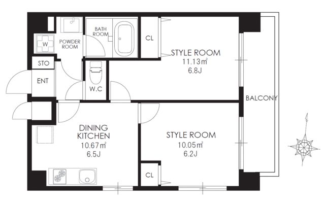 カレススタイル多摩川 602号室 間取り