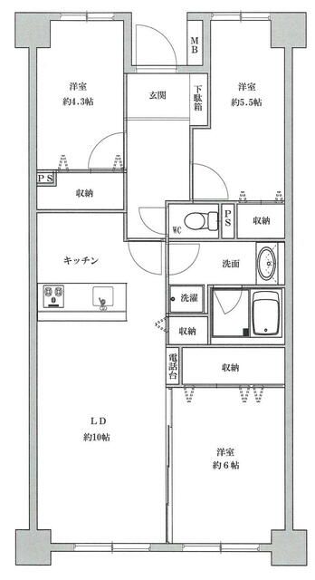 東大島ファミールハイツ１号棟 903号室 間取り
