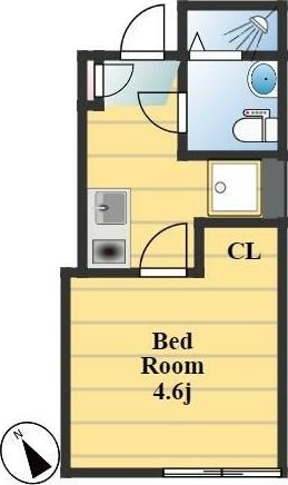 茶花ハイツ 102号室 間取り
