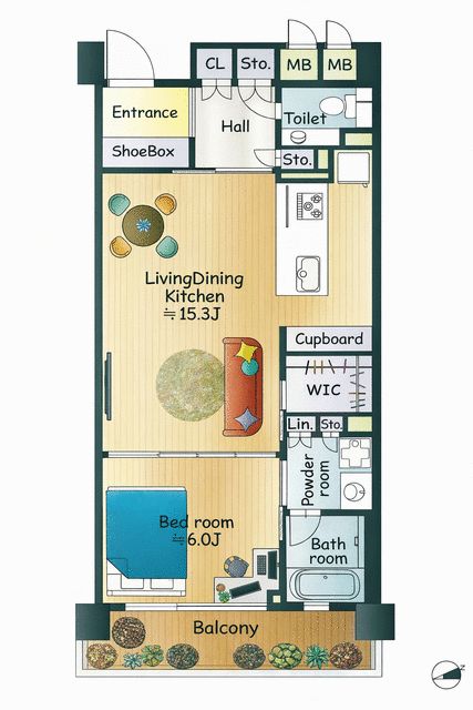 小田急コアロード六本木フロンテ 206号室 間取り