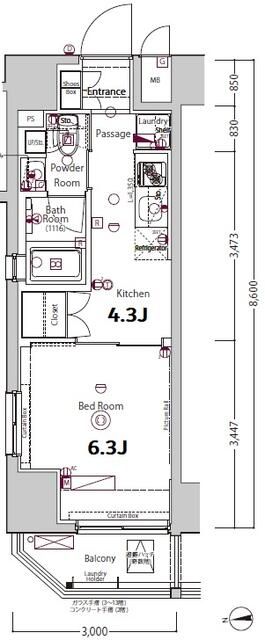 ＸＥＢＥＣ上野 1101号室 間取り