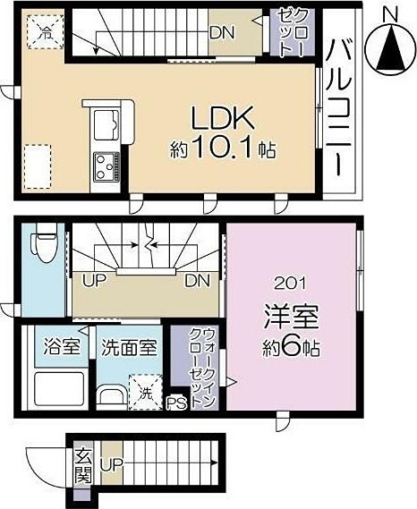 ジョリーメゾン高松 201号室 間取り