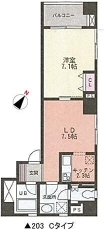 スクエアードコート日本橋人形町 203号室 間取り