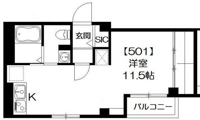 Ｋ館 501号室 間取り