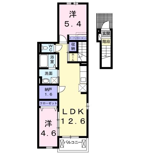 スカイレオ 201号室 間取り