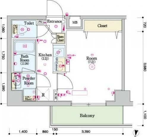 スカイコートグレース新宿中落合 218号室 間取り