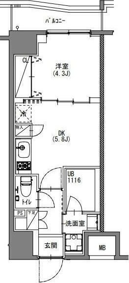 Ｓ－ＲＥＳＩＤＥＮＣＥ新宿御苑 1403号室 間取り