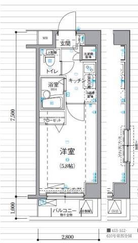 リヴシティ新宿壱番館 512号室 間取り