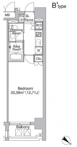 レジディア市ヶ谷Ⅱ 904号室 間取り