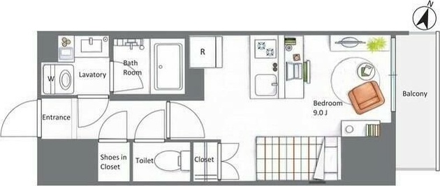 ＡＩＦＬＡＴ若松河田 803号室 間取り