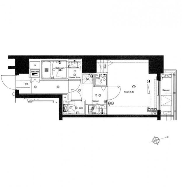 メイクスデザイン東新宿 801号室 間取り