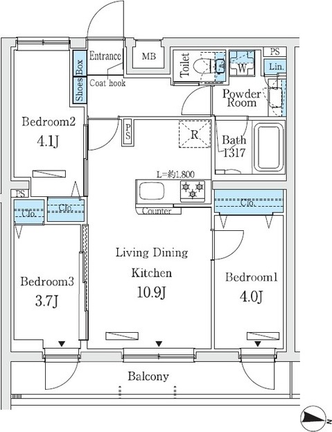 プライムブリス中野富士見町I 204号室 間取り