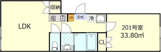 Ｈ．Ａ．Ｍｅｔｅｏ 201号室 間取り