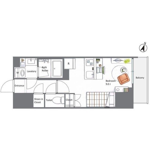 ＡＩＦＬＡＴ若松河田 1203号室 間取り