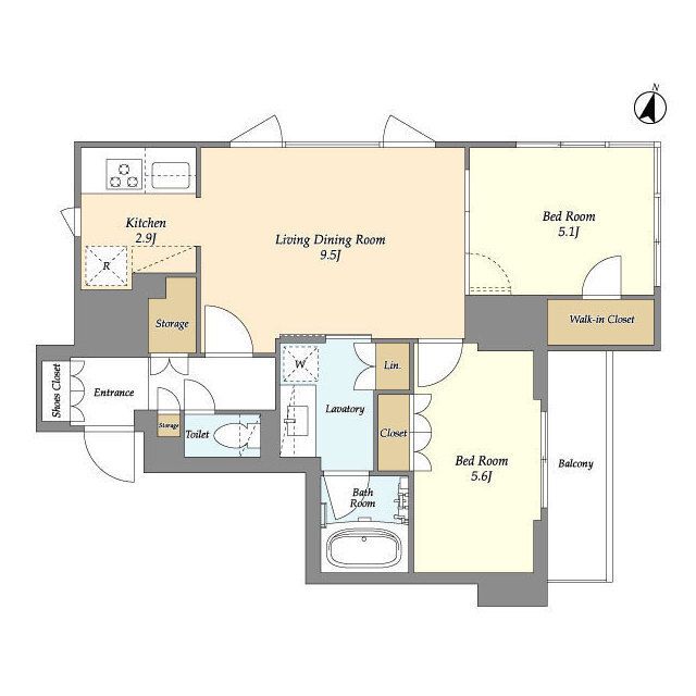 ＡＩＦＬＡＴ若松河田 1101号室 間取り