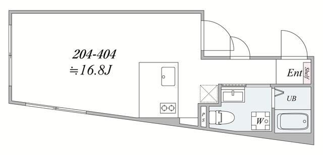 ｔｈｅ　ｔｒｉａｓ　ｎｉｓｈｉｎｉｐｐｏｒｉ 404号室 間取り