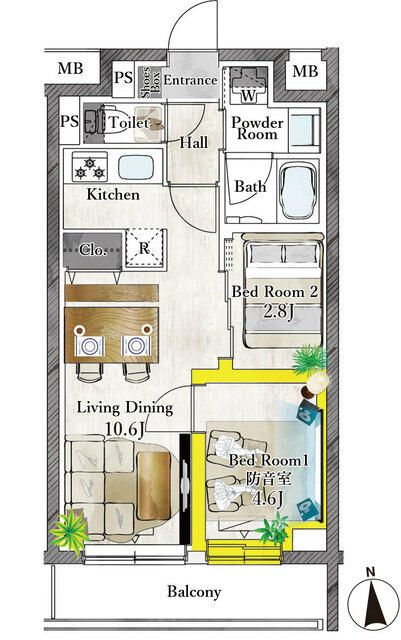 プラネソシエプラス桜台 108号室 間取り