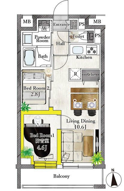 プラネソシエプラス桜台 308号室 間取り