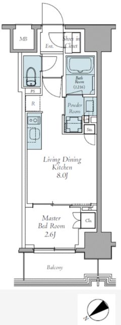 クレストコート東中野 702号室 間取り
