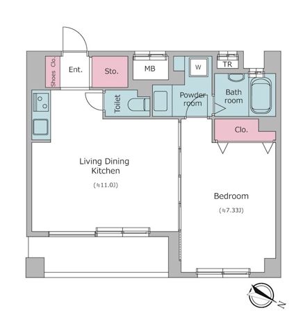 レジディア三越前 1303号室 間取り