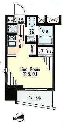 レジディア市谷薬王寺 1202号室 間取り