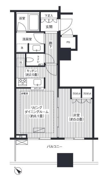 エアライズタワー 413号室 間取り