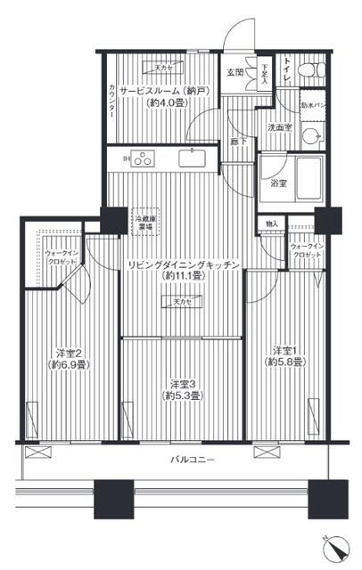 晴海アイランドトリトンスクエアビュータワー１号棟 2308号室 間取り
