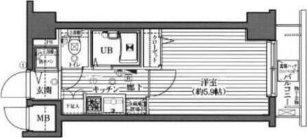 グランドガーラ西新宿ＷＥＳＴ（禁煙）敷なし礼０．５ 203号室 間取り