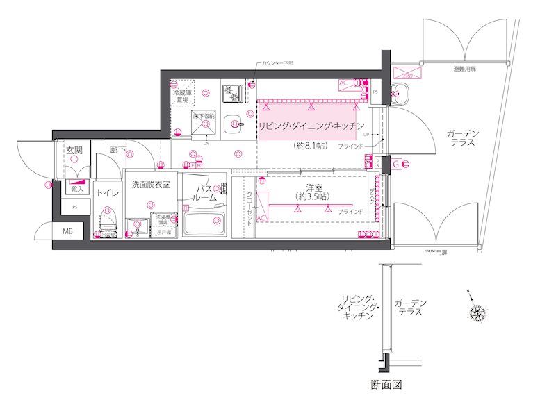 ZOOM西早稲田 108号室 間取り