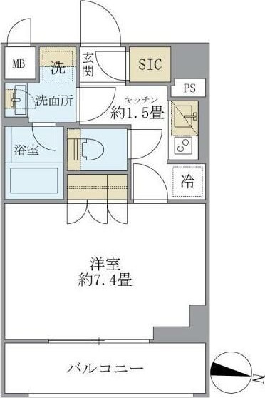 ＣＯＣＯ－ＣＨＩＬＬ　ＫＡＭＥＡＲＩ 407号室 間取り