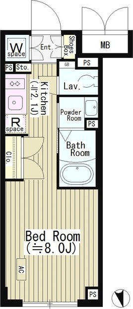Ｃｅｎｔｅｎａｒｉｏ市谷二十騎町 308号室 間取り