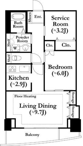河田町ガーデン１号棟 2504号室 間取り