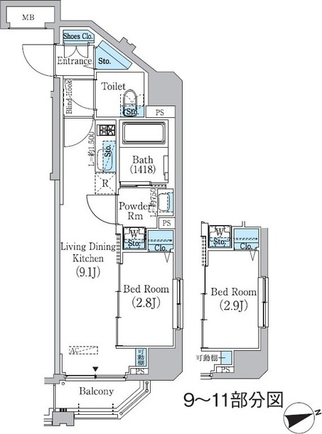 プライムブリス東中野駅前 1001号室 間取り