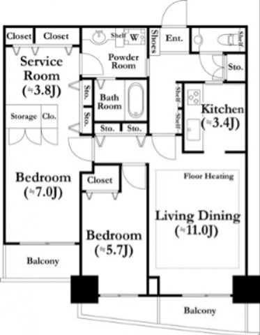 河田町ガーデン１号棟 313号室 間取り