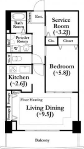 河田町ガーデン１号棟 505号室 間取り