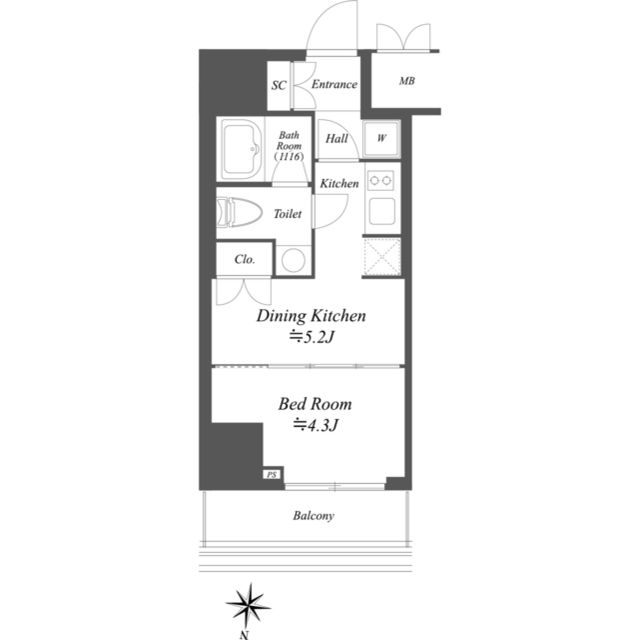 AIFLAT文京本駒込 303号室 間取り