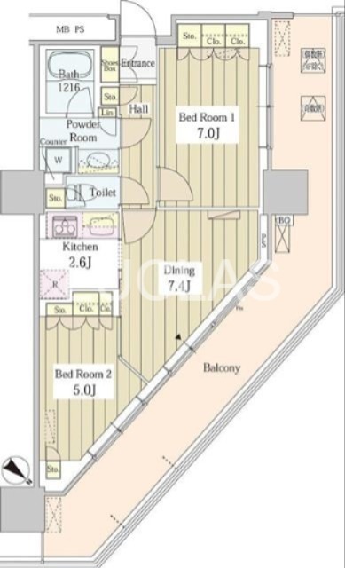 ユニゾンタワー 1112号室 間取り