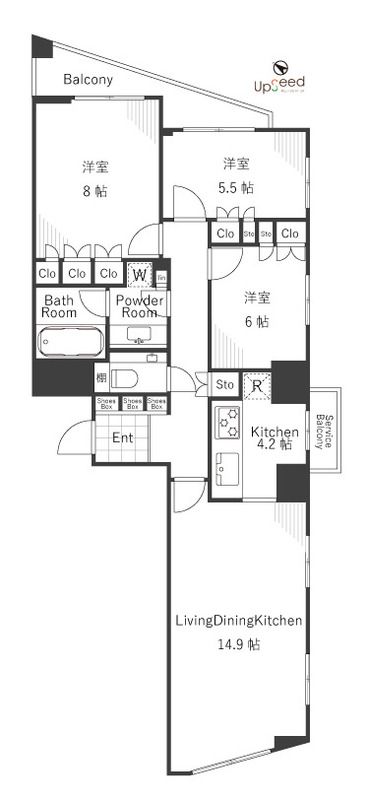 ファーストリアルタワー新宿  3103号室 間取り