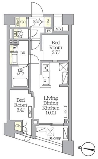 ＮＯＧＡＴＡ　ＲＥＳＩＤＥＮＣＥ 503号室 間取り