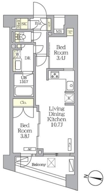 ＮＯＧＡＴＡ　ＲＥＳＩＤＥＮＣＥ 302号室 間取り