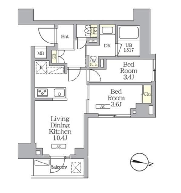 ＮＯＧＡＴＡ　ＲＥＳＩＤＥＮＣＥ 309号室 間取り