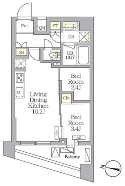 ＮＯＧＡＴＡ　ＲＥＳＩＤＥＮＣＥ 801号室 間取り