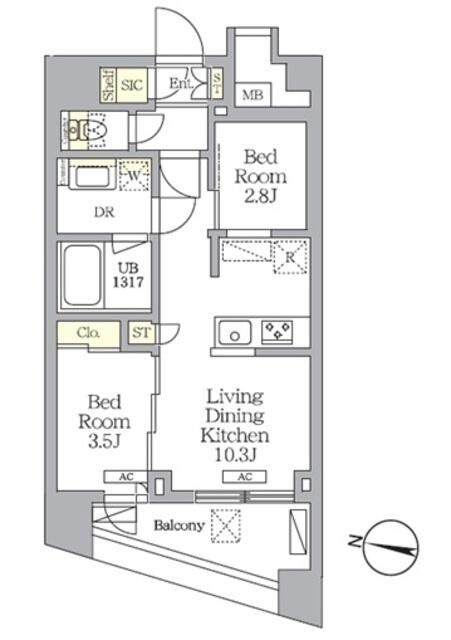 ＮＯＧＡＴＡ　ＲＥＳＩＤＥＮＣＥ 702号室 間取り