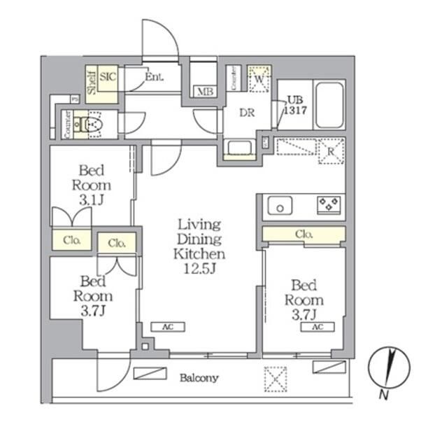 ＮＯＧＡＴＡ　ＲＥＳＩＤＥＮＣＥ 307号室 間取り