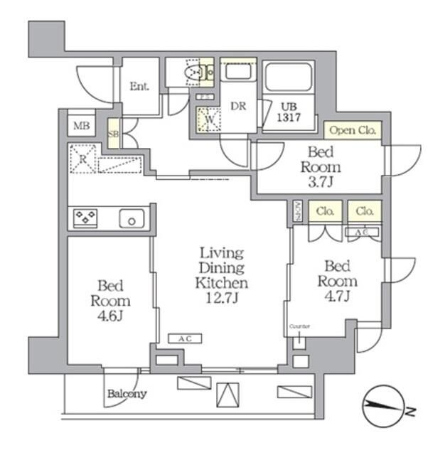 ＮＯＧＡＴＡ　ＲＥＳＩＤＥＮＣＥ 209号室 間取り