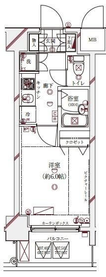 ガリシア早稲田 307号室 間取り