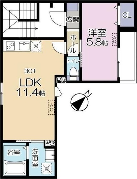 Ｃａｓａ　　Ｇｒａｔｉｔｕｄｅ（カーサ・グラティチュード） 301号室 間取り