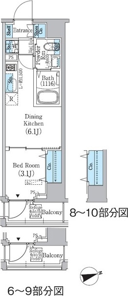 プライムブリス東中野駅前 503号室 間取り